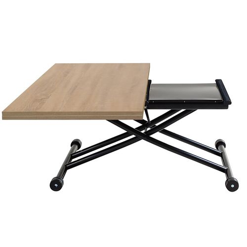 Table 2 en 1 relevable LILIAN imitation Chêne et noir