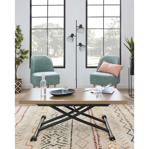 Table 2 en 1 relevable LILIAN imitation Chêne et noir