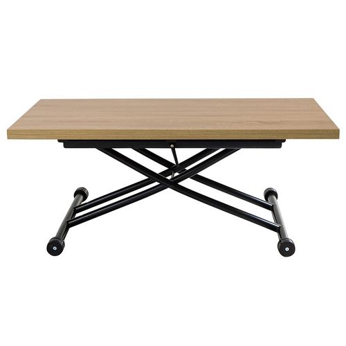 Table 2 en 1 relevable LILIAN imitation Chêne et noir