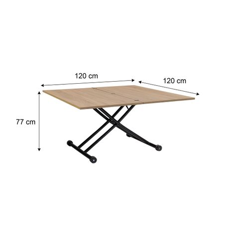 Table 2 en 1 relevable LILIAN imitation Chêne et noir