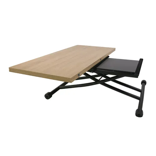Table 2 en 1 relevable LILIAN imitation Chêne et noir