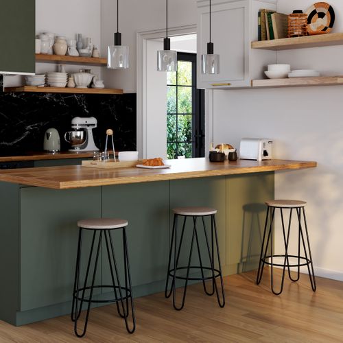 Tabouret de bar H. 63 cm ESSIA 2 Bois clair/noir