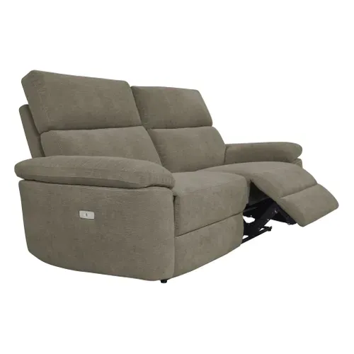 Canapé 3 places 2 relax électriques ORION tissu marron vue 3/4