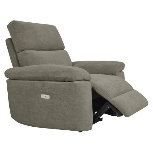 Fauteuil relax électrique ORION tissu marron vue 3/4