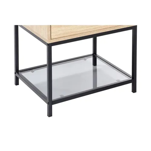 Chevet 1 tiroir INDUSTRIA imitation chêne/noir vue accessoires