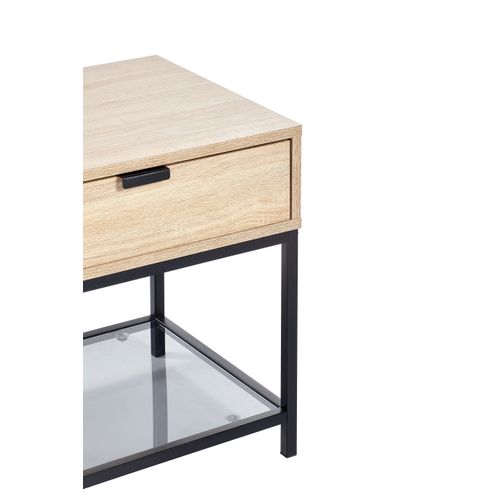 Chevet 1 tiroir INDUSTRIA imitation chêne/noir vue détaillée