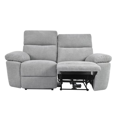 Canapé 2 places 2 relax électriques ORION tissu gris clair