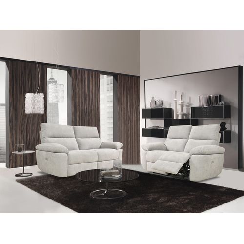 Canapé 2 places 2 relax électriques ORION tissu gris beige