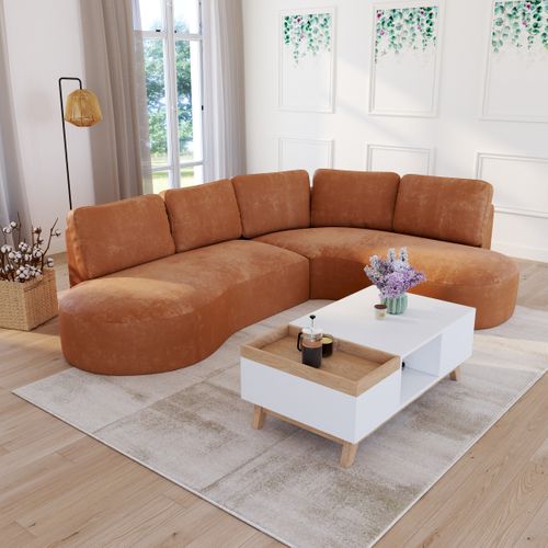 Table basse scandinave CLEO blanc/imitation chêne