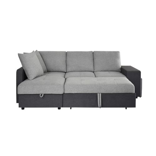 Canapé d'angle convertible gauche EVERY tissu gris foncé et gris clair