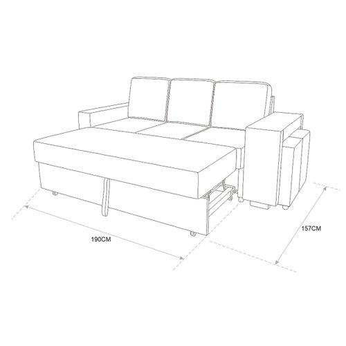 Canapé convertible 3 places + poufs BANCO tissu gris clair / gris foncé
