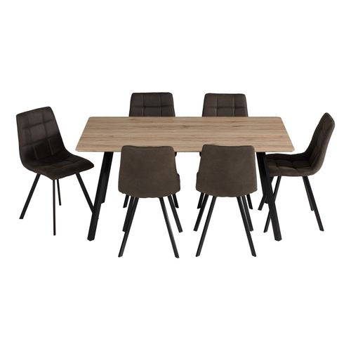 Table+ 6 chaises SAVINA 2 imitation chêne