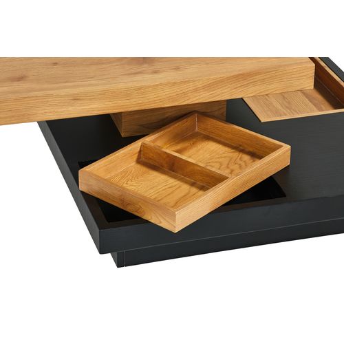 Table basse plateau pivotant TURN Imitation chêne et noir