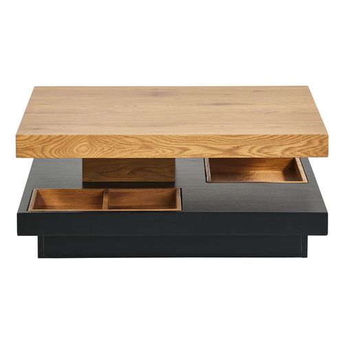 Table basse plateau pivotant TURN Imitation chêne et noir