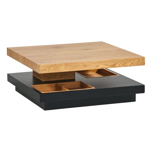 Table basse plateau pivotant TURN Imitation chêne et noir