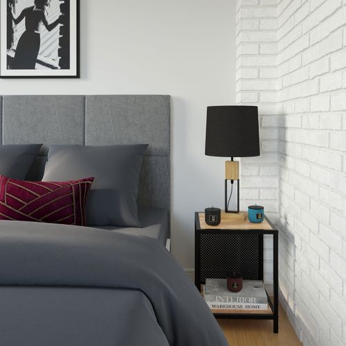 Chevet 1 niche OSKAR imitation chêne et acier