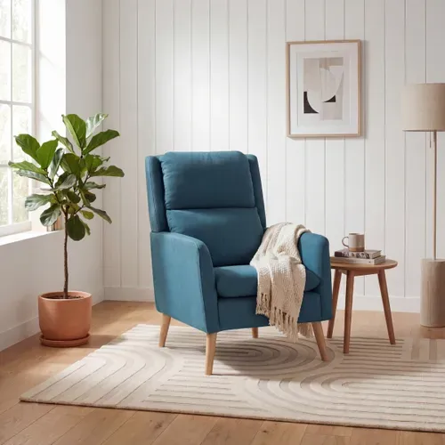 Fauteuil MURANO Tissu bleu canard vue d'ambiance 1
