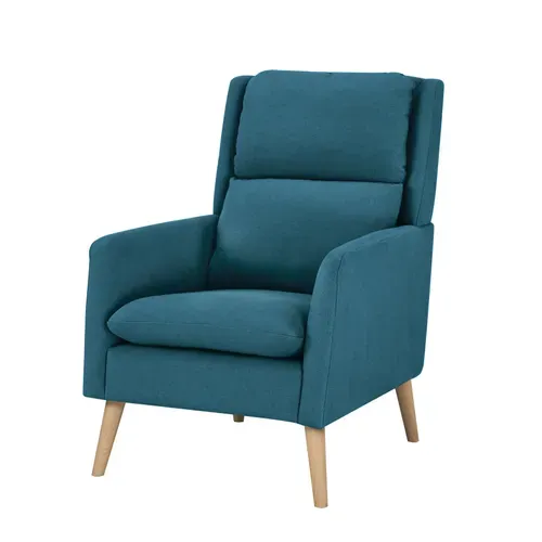 Fauteuil MURANO Tissu bleu canard vue de profil