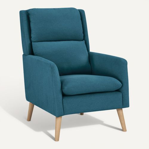 Fauteuil MURANO Tissu bleu canard vue 3/4