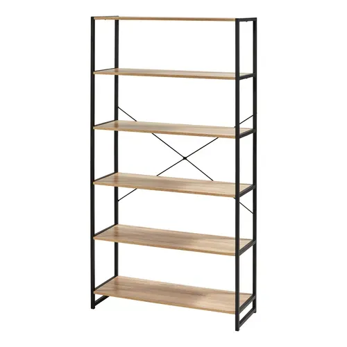 Bibliothèque BONO Imitation chêne et noir vue de profil