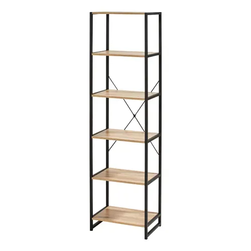 1/2 bibliothèque BONO Imitation chêne et noir vue de profil