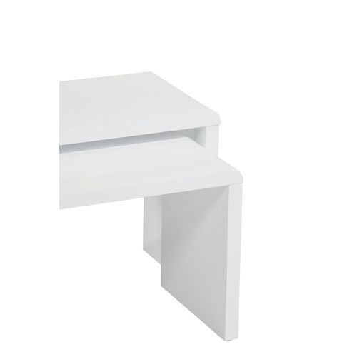 Table basse double gigogne  blanc laqué Lenny vue détaillée