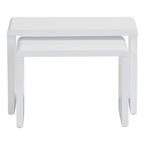 Table basse double gigogne  blanc laqué Lenny vue de face