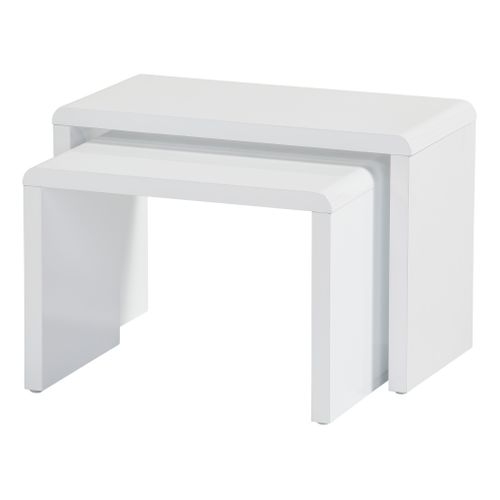 Table basse double gigogne  blanc laqué Lenny vue de profil