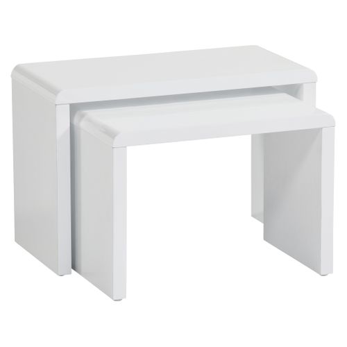 Table basse double gigogne  blanc laqué Lenny vue 3/4