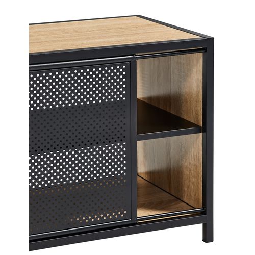 Long meuble TV L.180 OSKAR Imitation chêne sonoma/ noir