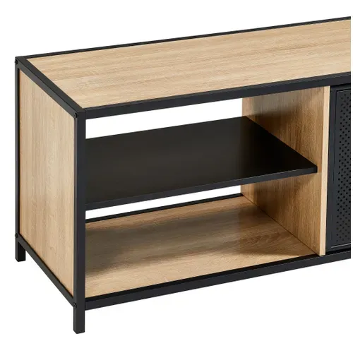 Long meuble TV L.180 OSKAR Imitation chêne sonoma/ noir