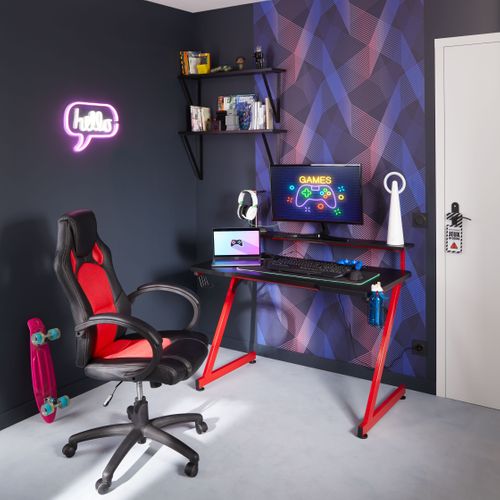 Bureau gamer CODE Noir et rouge