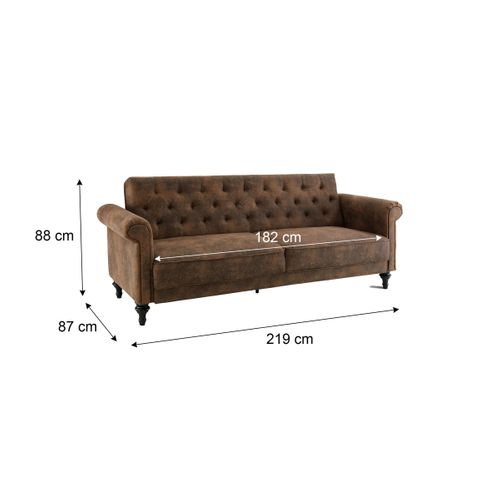 Canapé convertible 3 places COLETTA tissu vintage
