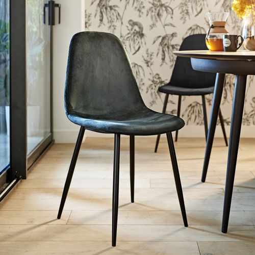 Chaise velours côtelé LYNETTE Noir