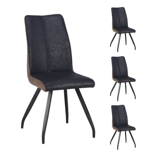 Chaise ESTHER Bi-color noir nuit/marron