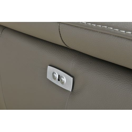 Canapé d'angle droit relax électrique NEWPORT cuir buffle et croûte taupe vue accessoires