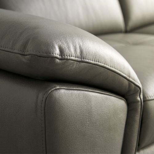 Canapé d'angle droit relax électrique NEWPORT cuir buffle et croûte taupe vue détaillée