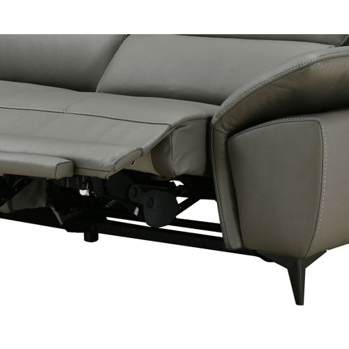 Canapé d'angle gauche relax électrique NEWPORT cuir buffle et croûte taupe vue accessoires