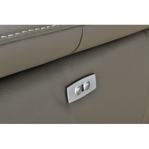 Canapé d'angle gauche relax électrique NEWPORT cuir buffle et croûte taupe vue détaillée
