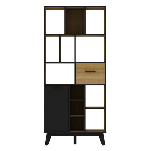 Bibliothèque ALONSO Imitation chêne et noir