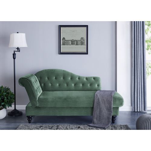 Méridienne convertible avec coffre LALOU effet velours vert