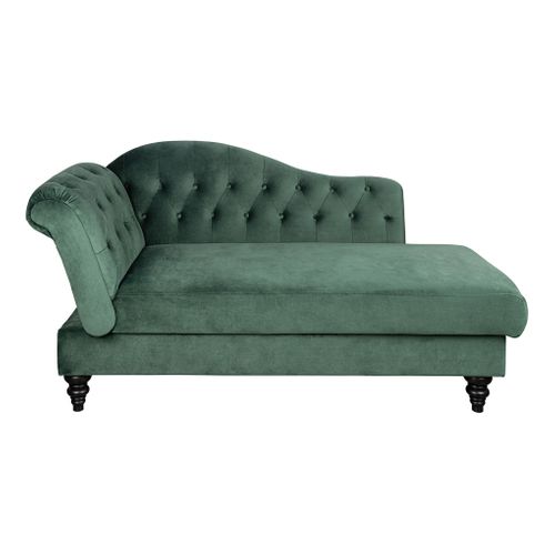 Méridienne convertible avec coffre LALOU effet velours vert