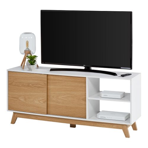 Meuble TV CLEO imitation chêne/ blanc - Meuble TV BUT