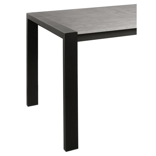 Table L.160/240 + allonges CAMDEN imitation béton/ noir