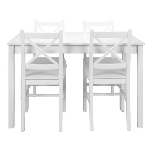 Coin repas table + 4 chaises OWEN blanc