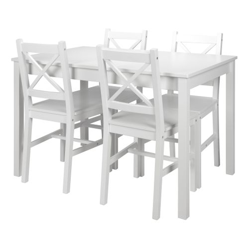 Coin repas table + 4 chaises OWEN blanc