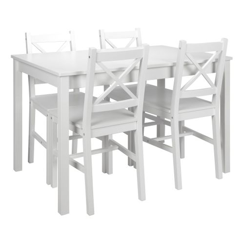 Coin repas table + 4 chaises OWEN blanc