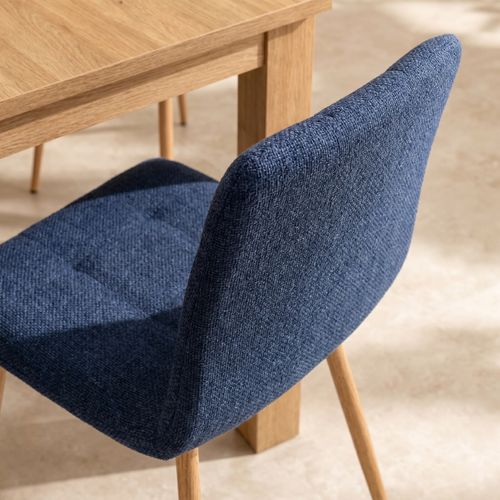 Lot de 4 chaises POKE Tissu simili lin bleu et gris