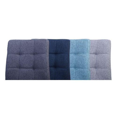 Lot de 4 chaises POKE Tissu simili lin bleu et gris