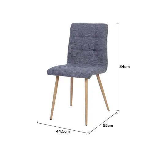 Lot de 4 chaises POKE Tissu simili lin bleu et gris